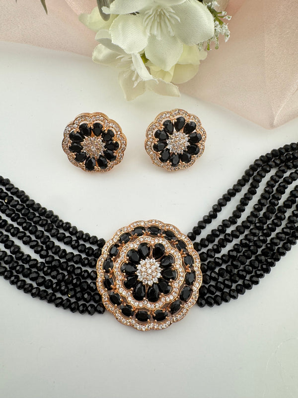 Hydro beads, CZ, Stones Choker necklace set, Indian Bridal Jewelry, chic set