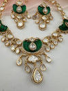 Kundan, Moissanite, MOP, CZ Flexible Gold necklace set, Indian Bridal Jewelry