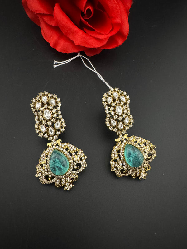 CZ, Kundan, Doublet Stone Chandelier Drop Earrings, Bridal, Moissanite, Designer jewelry
