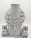 Swarovski Crystals and CZ Diamond multi Layer Necklace Set, White Gold Plated set