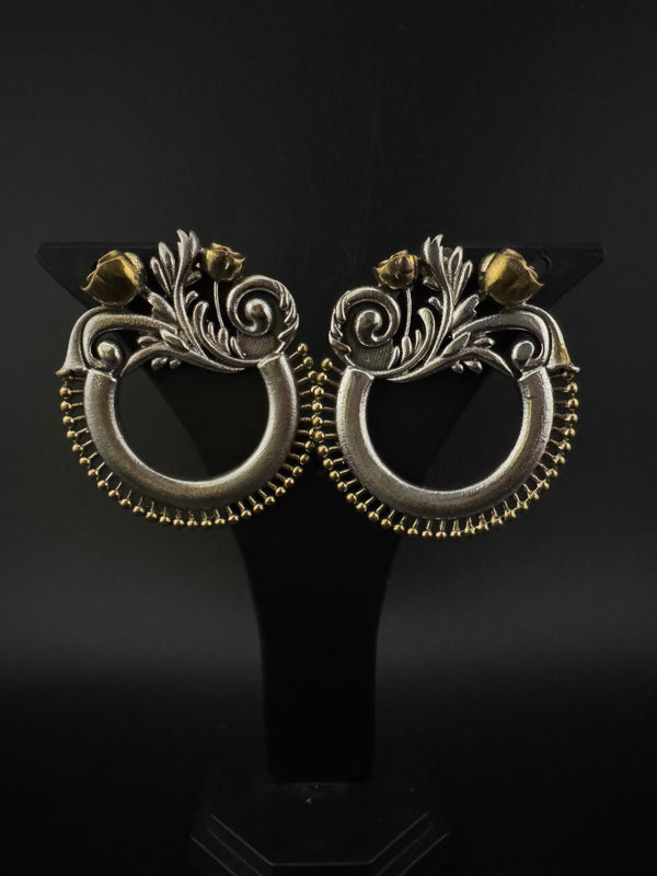 Oxidized Oversized Stud Earrings, Boho Ethnic Jewelry, designer jewelry