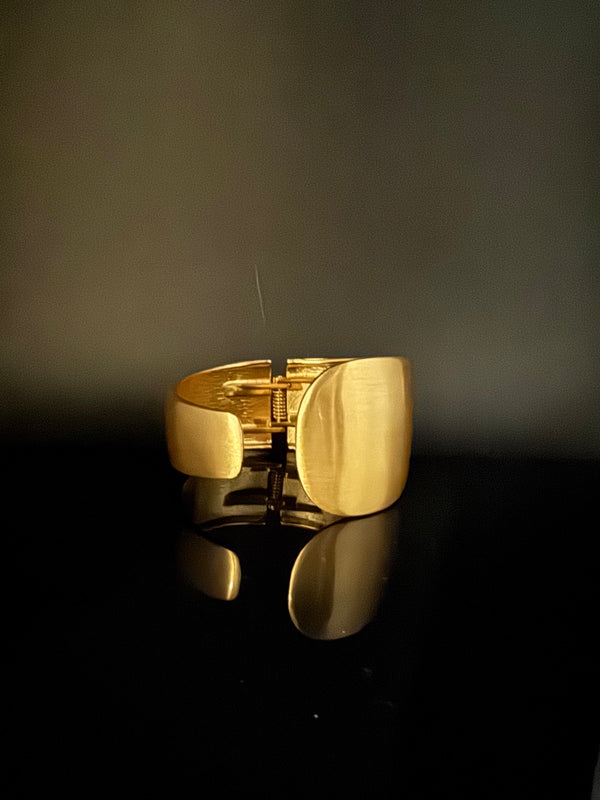 Brushed finished Gold Chunky Cuff Bracelet Bangle, Anti Tarnish, fits sizes upto 2.6"