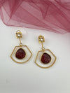 Amrapali inspired, Matt Gold with uncut kundan and CZ chandbali Drop earrings, Indian Jewelry