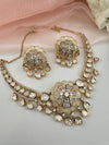 Kundan, Moissanite, MOP, CZ Flexible Gold necklace set, Indian Bridal Jewelry