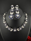 Nano Setting CZ Diamond Statement Necklace Set, White Gold Plated Choker set, nature inspired