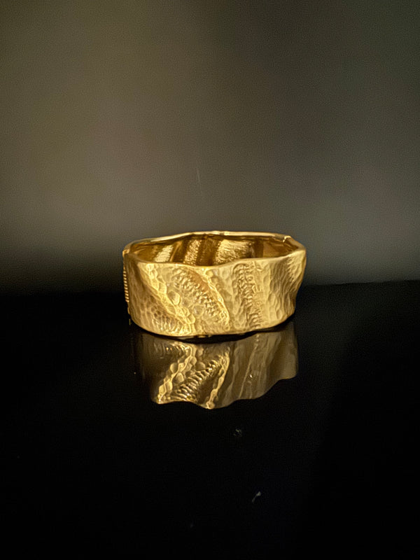 Brushed finished Gold Cuff Chunky Bracelet Bangle, Anti Tarnish, fits sizes upto 2.6"