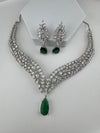 CZ Diamond Statement Necklace Set, White Gold Plated Choker