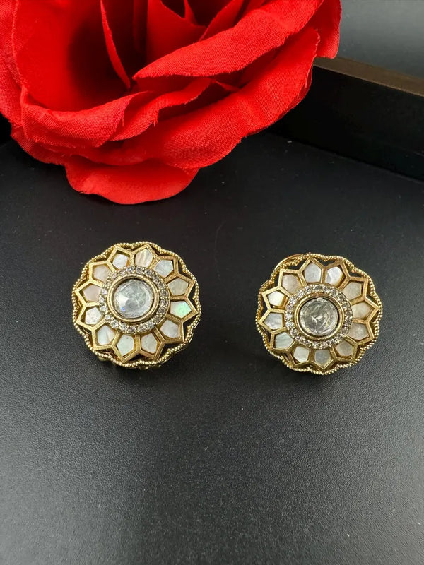 High Quality Premium Moissanite Kundan and Pachi kundan Studs earrings