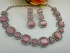 Monalisa stone American Diamond, Cubic Zirconia Necklace Set in Silver Polish