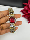 Moissanite Kundan, Crystal, CZ Adjustable Gold Polish Bracelet, Kids Bracelet fits 2.4"