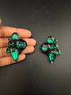 Crystals geometric shapes in unique setting Designer stud earrings, Indian Jewelry