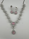 Crystal, Nano Setting CZ Diamond Statement Necklace Set, White Gold Plated Choker, nature inspired