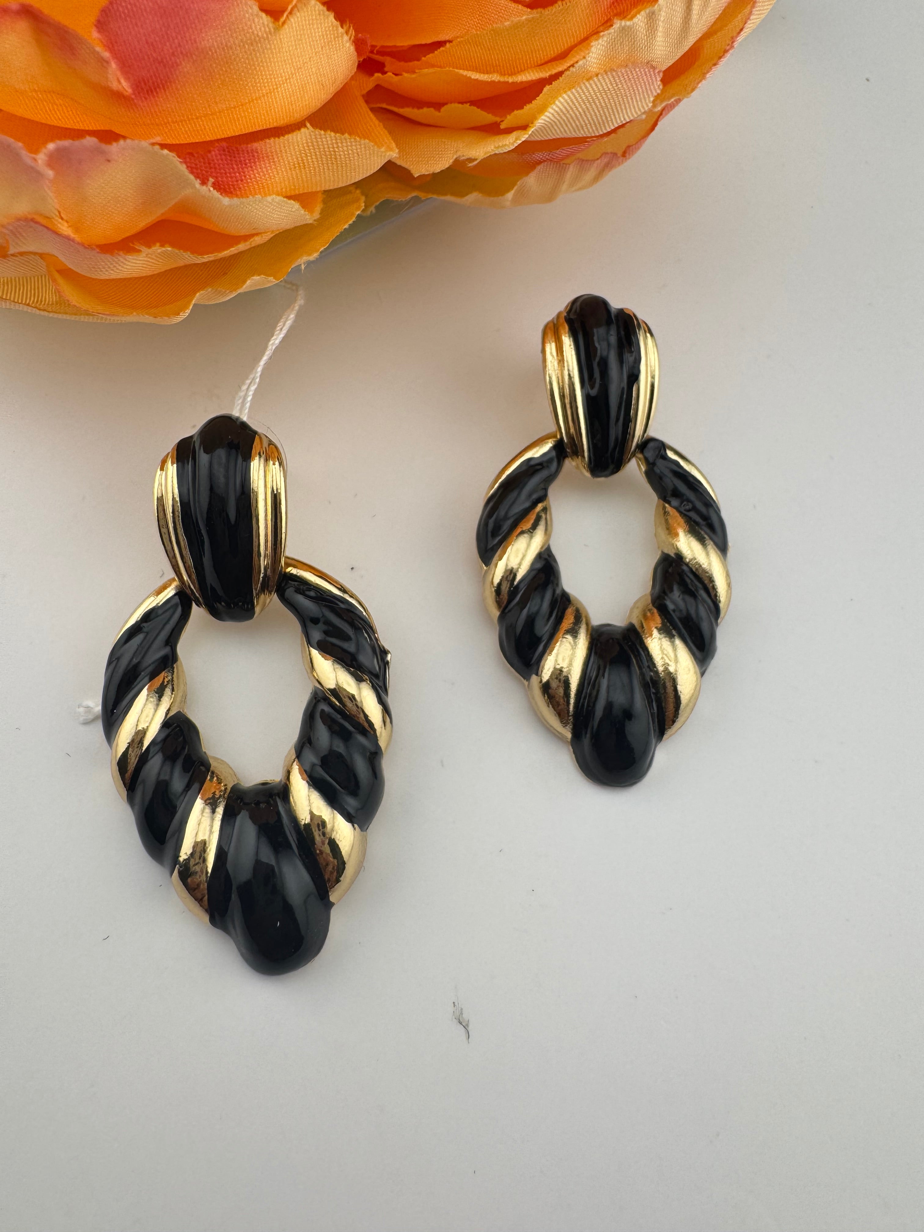 High Quality Premium Enamel and gold Designer Drop Earrings