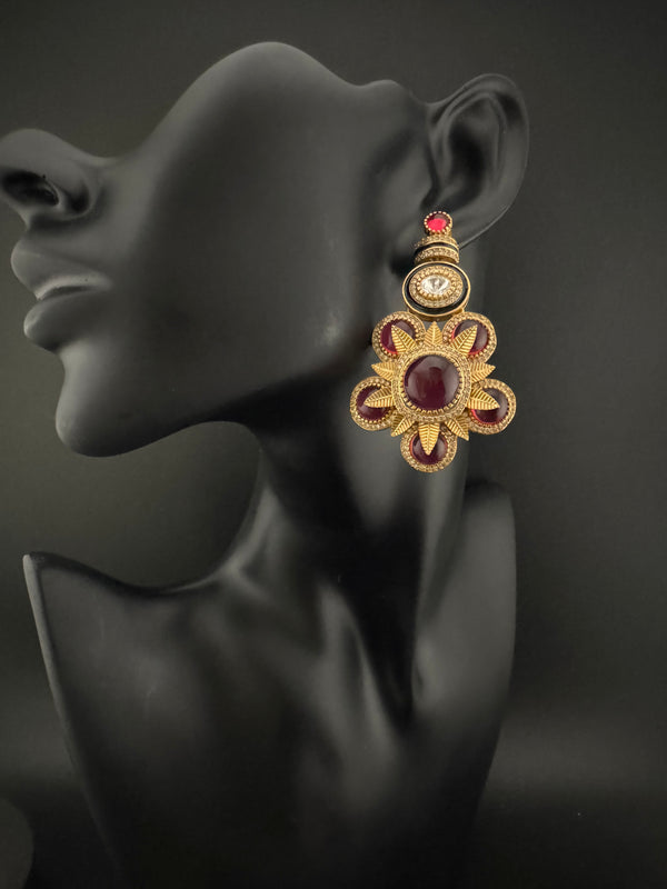 Kundan, stone, cuboz Zirconia Sabyasachi inspired Chandbali Chandelier long earring, designer jewelry