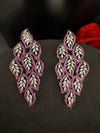 Premium Nano Setting Cubic Zirconia Long Chandelier earrings in leaf shape, stylish, designer Statement long earring/Bridal Bridesmaid