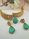 Kundan, CZ, Doublet Stone choker necklace set, Indian Bridal Jewelry set