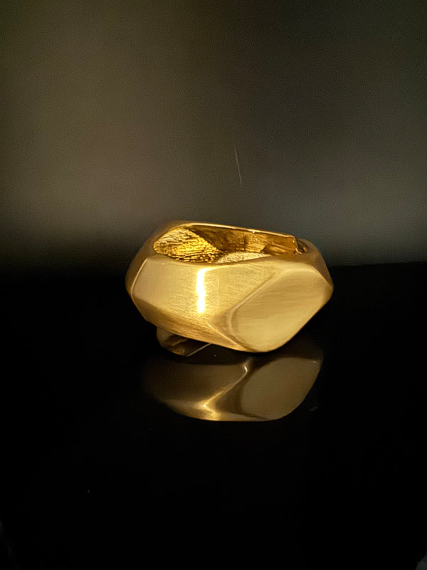 Brushed finished Gold Cuff Chunky Bracelet Bangle, Anti Tarnish, fits sizes upto 2.6"