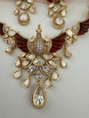 Kundan, Moissanite, Red MOP, CZ Flexible Peacock Gold necklace set, Indian Bridal Jewelry