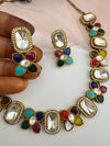 Kundan, Stones, CZ Gold Plated necklace set, Indian Bridal Jewelry set