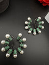 Premium Nano Setting Cubic Zirconia pearl Oversized Studs earrings in silver color is designer Inspired Statement earring/Bridal, Indian