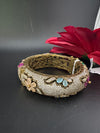 Openable Matt Gold Plated Bangle with Crystal Stones, CZ Nano Setting (Fits 2.6" Diameter)