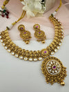 Rajwadi kundan, pearls Gold necklace set, Indian Bridal Jewelry set