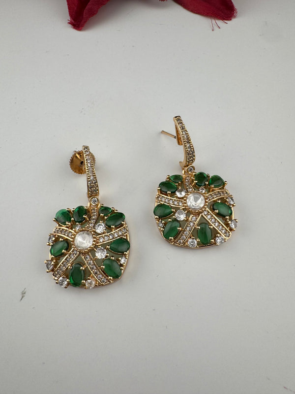 Cubic Zirconia, Kundan, Stones Chandelier Drop Earrings, CZ, Designer jewelry