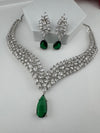 CZ Diamond Statement Necklace Set, White Gold Plated Choker