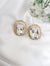 Gold Polish Crystal Stone Stud Earrings, All over Cubic Zirconia, AD, CZ, Indian Jewelry