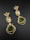 Kundan, CZ, Gold, Doublet Stone Chandelier Long Earrings, Bridal, Moissanite, CZ, Designer jewelry