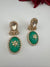Green and Gold Kundan, Doublet Stone Chandelier Drop Earrings, Bridal, Moissanite, CZ, Designer jewelry