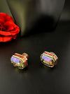 Premium Swarovski style Crystal and Cubic Zirconia in unique designer Orange studs earrings, crystals at the backing/Bridesmaid gift