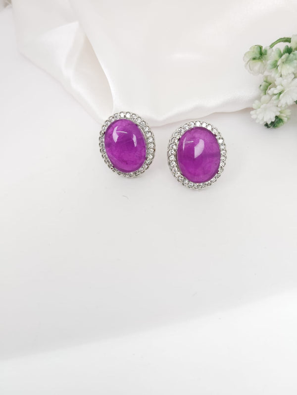 Cubic Zirconia, American Diamond,Doublet stone studs earrings, Indian Jewelry