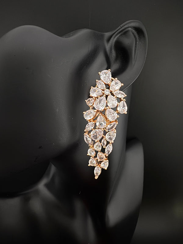 Premium Cubic Zirconia Chandelier Long earrings is designer Inspired, Statement Long earring, Bridal, Party, Wedding jewelry, Shiny