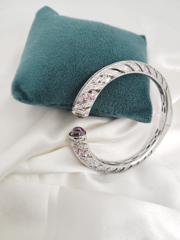 Openable Cuff bracelet with Stones, American Diamonds, crystal stones, CZ, Fits size upto 2.6"
