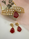 Kundan, CZ, Doublet Stone choker necklace set, Indian Bridal Jewelry set