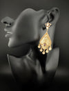 CZ and Gold, Mother of Pearl Chandelier Drop Earrings, Bridal, MOP Designer jewelry