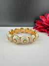 Moissanite Kundan, Enamel, CZ Rajwadi Pacheli Bracelet Bangle Kada, Gold Polish(fits 2.6" wrists)