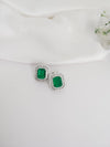 Green Doublet stone, Enamel and CZ Diamond all over Necklace Set, White Gold Plated