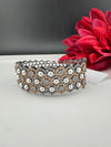 Openable Designer bracelet with Pearls, crystal stones, CZ Nano setting, Fits size upto 2.6"