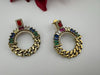 Premium earrings in Gold Chain design, with multicolor glass crystals