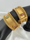 Amrapali inspired Designer Openable Broad bangle in Matt Gold finish set of 2