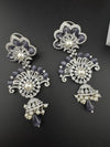 Premium Cubic Zirconia Pearl Chandelier Long earrings is designer Inspired, Statement Long Big earring, Bridal, Party, Wedding jewelry,