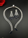 Crystals and CZ Diamond Statement front openable Hasli Necklace Set, Silver Plated Collar set