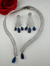 Crystals and CZ Diamond Statement front openable Hasli Necklace Set, Silver Plated Collar set