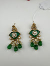 Gold Kundan, CZ, Stone, Pearls Chandelier Drop Earrings, Bridal Designer jewelry