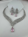 CZ Diamond Statement Necklace Set, White Gold Plated Choker