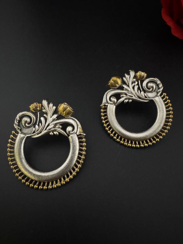 Oxidized Oversized Stud Earrings, Boho Ethnic Jewelry, designer jewelry