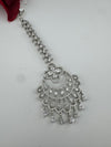 Silver Cubic Zirconia/Diamond Tikka, Indian Maang Tikka, Headpiece, Bridal jewelry (Copy)