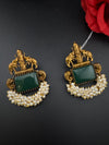 Amrapali inspired Matt Gold, Stone, pearls, Chandbali Earrings, designer jewelry